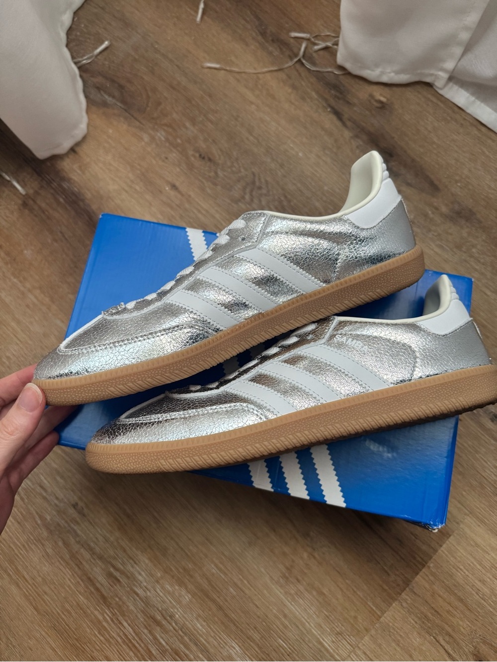 Adidas Samba OG Metallic Silver Leather Sneakers - Picture 2 of 10